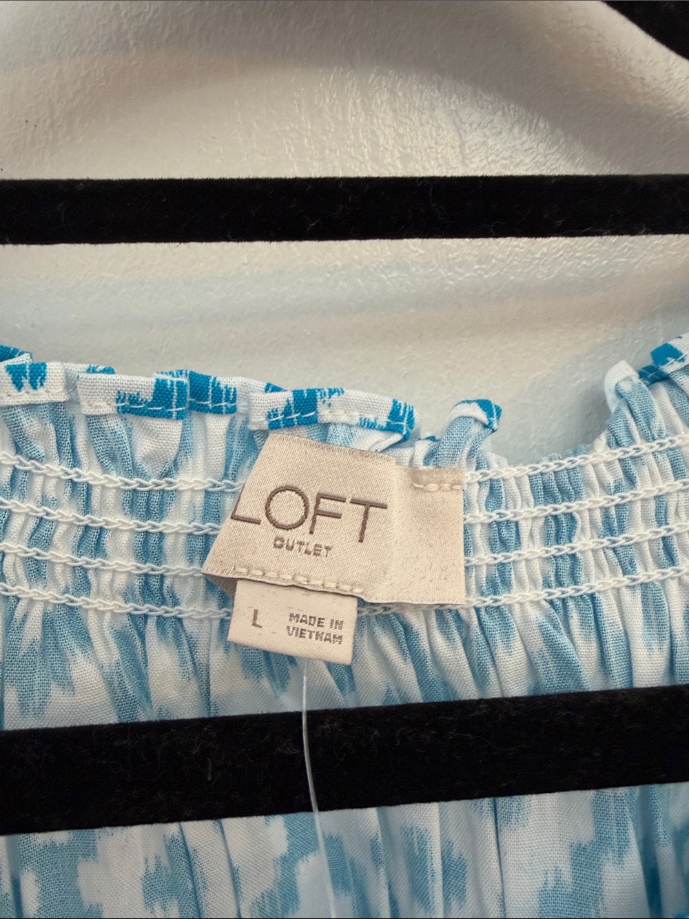 LOFT Turquoise and White Ikat Peasant Top - Picture 3 of 8